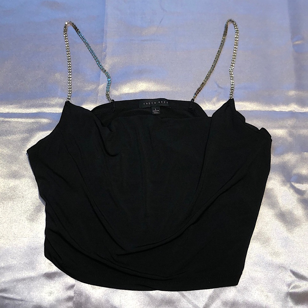 rhinestone strap black camisole top